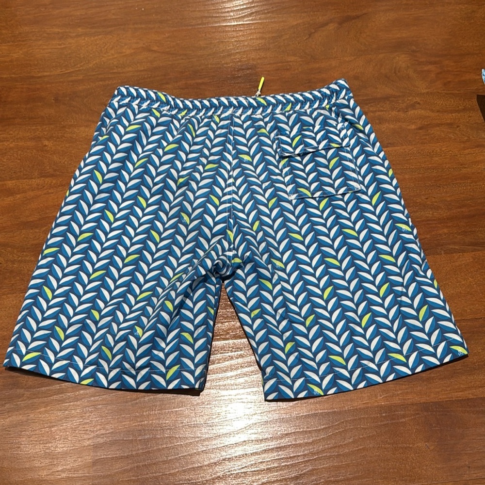 Psycho Bunny Kids Swim Trunks with Blue and Green Pattern - Picture 6 of 8